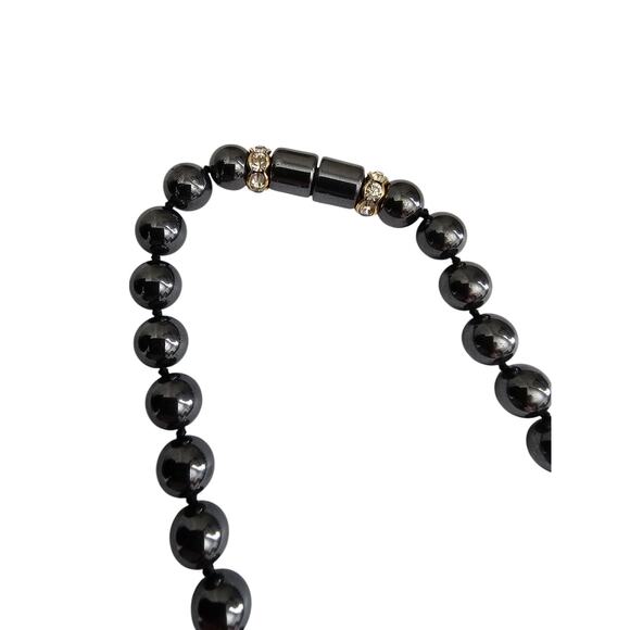 Vintage Y2K Single Strand Hematite Silver Beaded Choker Necklace - Picture 5 of 5